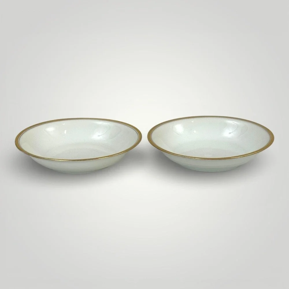 Theodore Haviland Limoges Dessert Bowls Set 2 White Gold‎ Rim France